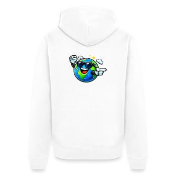 Terre ensoleillée avec lunettes de soleil - Veste à capuche bio Premium Unisexe - blanc - Dos - Thijin (182cm)