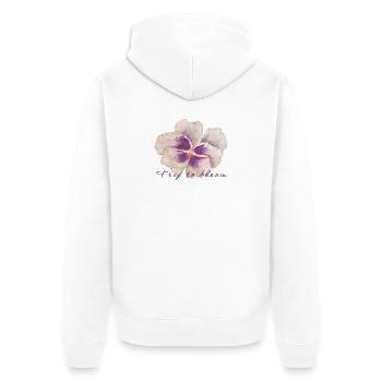 Peinture de fleurs en pensée blanche - Libre de fleurir - Veste à capuche bio Premium Unisexe - blanc - Dos - Thijin (182cm)