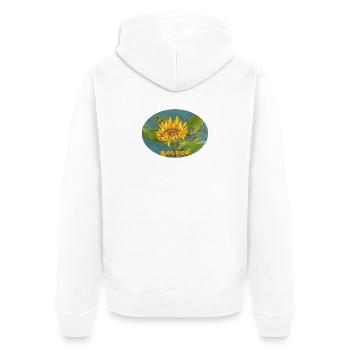 Or - Ellipse Macro Vibrante de Tournesol - Veste à capuche bio Premium Unisexe - blanc - Dos - Thijin (182cm)