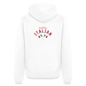 Stolz darauf, Italiener mit gekreuzten Flaggen zu sein - Unisex Premium Bio Zip Hoodie - Weiß - Hinten - Thijin (182cm)