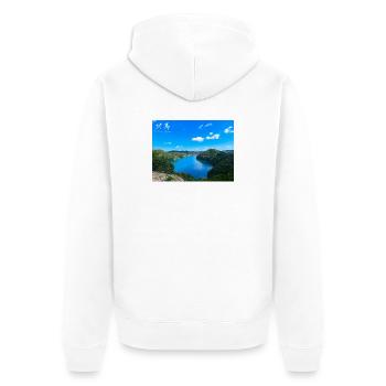 From Kaneda Castle in Tsuhima - Unisex Premium Organic Zip Hoodie - white - Back - Thijin (182cm)