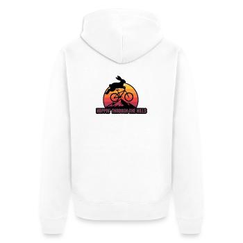 Hoppin' Through Hills Retro Rabbit Bike - Unisex Premium Bio Zip Hoodie - Weiß - Hinten - Thijin (182cm)