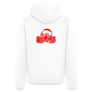 Retro Keyboard and Headphones - Unisex Premium Organic Zip Hoodie - white - Back - Thijin (182cm)