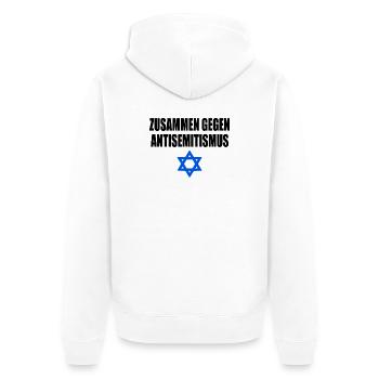 zusammen gegen antisemitism - Unisex Premium Bio Zip Hoodie - Weiß - Hinten - Thijin (182cm)