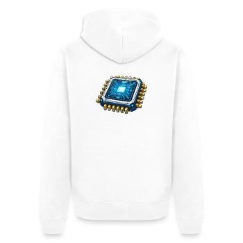Luminous Microchip Digital Core - Unisex Premium Organic Zip Hoodie - white - Back - Thijin (182cm)