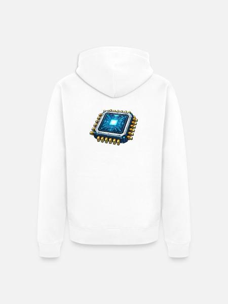 Leuchtender Mikrochip Digitalkern - Unisex Premium Bio Zip Hoodie - Weiß