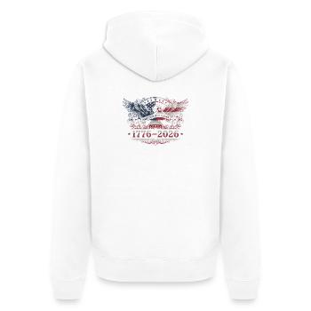 Amerika 250 Jahre 1776–2026 Vintage Patriotic Eagl - Unisex Premium Bio Zip Hoodie - Weiß - Hinten - Thijin (182cm)