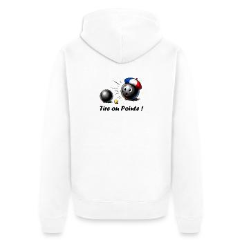 Boule de pétanque Français avec Béret - Veste à capuche bio Premium Unisexe - blanc - Dos - Thijin (182cm)