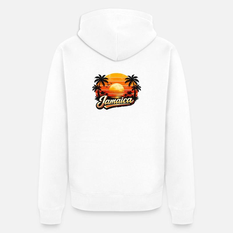 Coucher de soleil jamaïcain - Veste à capuche bio Premium Unisexe - blanc