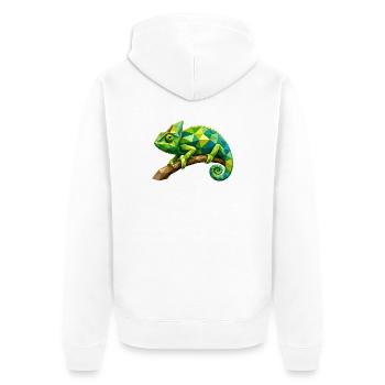 Geometrischer Chamäleon Zweig - Unisex Premium Bio Zip Hoodie - Weiß - Hinten - Thijin (182cm)