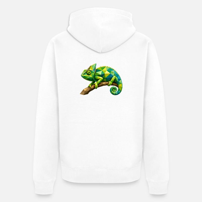 Branche géométrique du caméléon - Veste à capuche bio Premium Unisexe - blanc