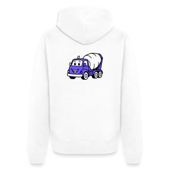 Bauwagen-Kids - Unisex Premium Bio Zip Hoodie - Weiß - Hinten - Thijin (182cm)
