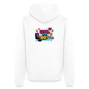 Level Up The 80s Retro Arcade - Unisex Premium Organic Zip Hoodie - white - Back - Thijin (182cm)