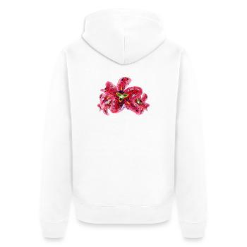 Lilies - Unisex Premium Organic Zip Hoodie - white - Back - Thijin (182cm)