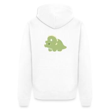 Emerald Triceratops Charm - Unisex Premium Organic Zip Hoodie - white - Back - Thijin (182cm)