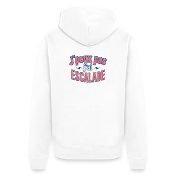 J'ai Escalade Humor Montagne - Veste à capuche bio Premium Unisexe - blanc - Dos - Thijin (182cm)