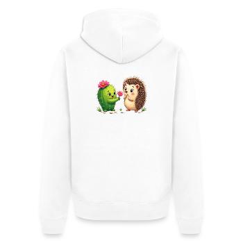 Ami Cactus & Hérisson : L’Amitié de la Fleur - Veste à capuche bio Premium Unisexe - blanc - Dos - Thijin (182cm)