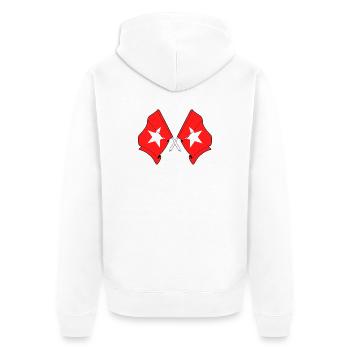 Maastricht Zwillingsflaggen - Unisex Premium Bio Zip Hoodie - Weiß - Hinten - Thijin (182cm)