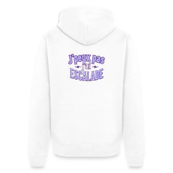 J'peux pas j'ai escalade – Tshirt humour - Veste à capuche bio Premium Unisexe - blanc - Dos - Thijin (182cm)