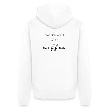 Works Well With Coffee - Unisex Premium Organic Zip Hoodie - white - Back - Thijin (182cm)