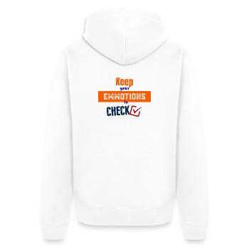 Emotionen im Gleichgewicht mit Kontrolle - Unisex Premium Bio Zip Hoodie - Weiß - Hinten - Thijin (182cm)