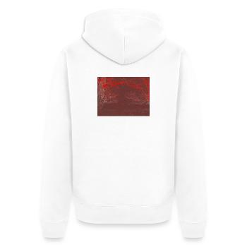 Roter Nebelwald – Abstrakter Wald - Unisex Premium Bio Zip Hoodie - Weiß - Hinten - Thijin (182cm)