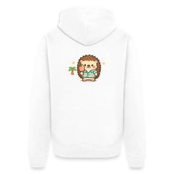 Kawaii hedgehog in Hawaiian shirt - Unisex Premium Organic Zip Hoodie - white - Back - Thijin (182cm)