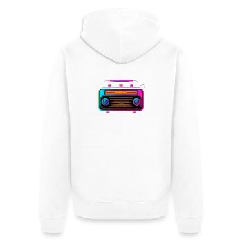 70er Jahre Radio - Unisex Premium Bio Zip Hoodie - Weiß - Hinten - Thijin (182cm)