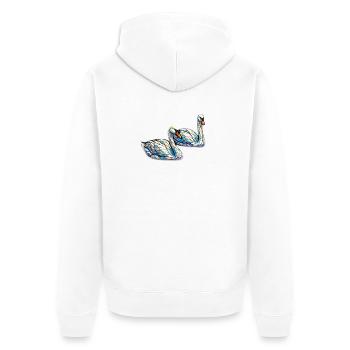 Stained glass swans - Unisex Premium Organic Zip Hoodie - white - Back - Thijin (182cm)