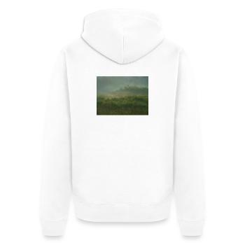Misty Morning Light Over Lush Green Wetland - Unisex Premium Organic Zip Hoodie - white - Back - Thijin (182cm)