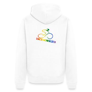 Lettrage arc-en-ciel cyclable - Veste à capuche bio Premium Unisexe - blanc - Dos - Thijin (182cm)