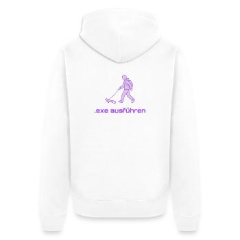 Exe Ausführen Lila - Unisex Premium Bio Zip Hoodie - Weiß - Hinten - Thijin (182cm)