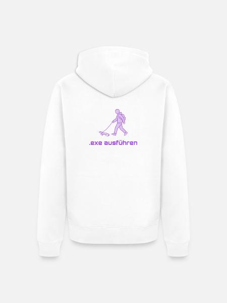Exe Ausführen Lila - Unisex Premium Bio Zip Hoodie - Weiß
