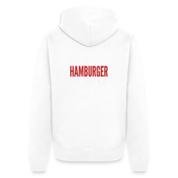 1$ Hamburger Haben Immer Recht - Unisex Premium Bio Zip Hoodie - Weiß - Hinten - Thijin (182cm)