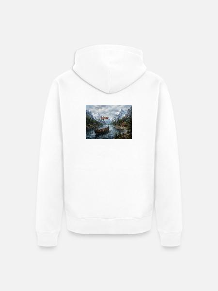 Viking Long Ship - Unisex Premium Organic Zip Hoodie - white
