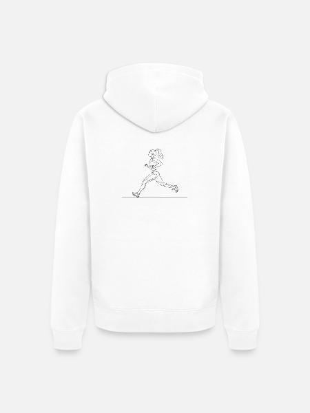 Runner Line Drawing - Unisex Premium Organic Zip Hoodie - white