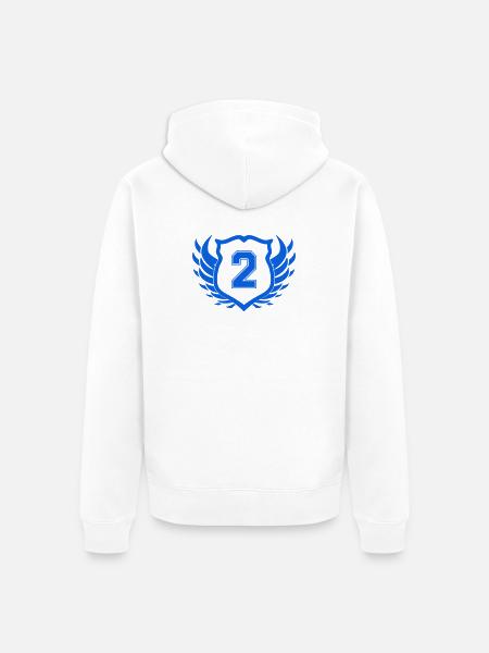 Two Victory Shield Wings - Unisex Premium Organic Zip Hoodie - white