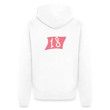 Design à points roses pour le 18e anniversaire - Veste à capuche bio Premium Unisexe - blanc - Dos - Thijin (182cm)