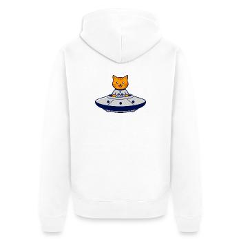 Cat in UFO Adventure - Unisex Premium Organic Zip Hoodie - white - Back - Thijin (182cm)