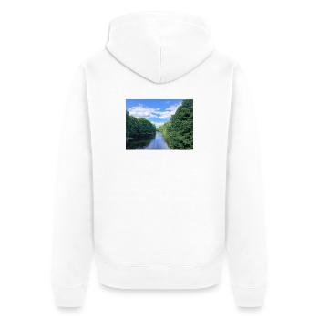 Rivière tranquille au milieu des arbres verdoyants - Veste à capuche bio Premium Unisexe - blanc - Dos - Thijin (182cm)