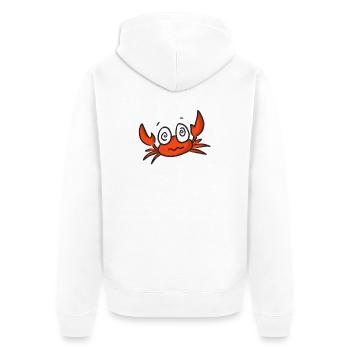 Dessin animé de crabe rouge aux grands yeux - Veste à capuche bio Premium Unisexe - blanc - Dos - Thijin (182cm)