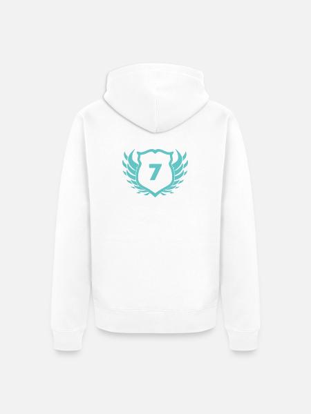 Seven-winged shield with number 7 - Unisex Premium Organic Zip Hoodie - white