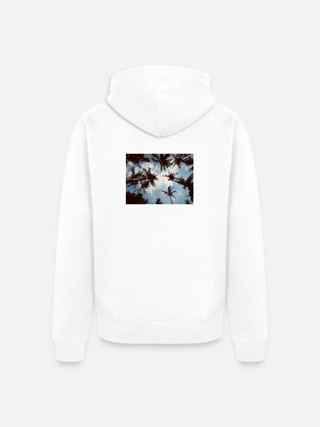 Tropical palm perspective - Unisex Premium Organic Zip Hoodie - white