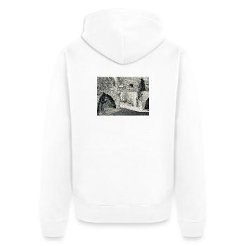 Ombres du monastère sur la pierre - Veste à capuche bio Premium Unisexe - blanc - Dos - Thijin (182cm)