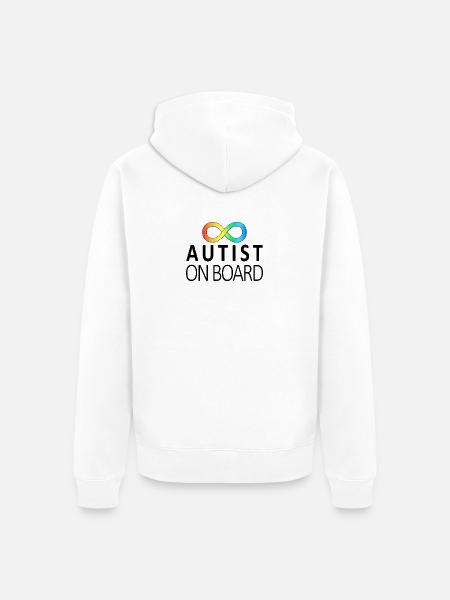 Autist on Board: Neurodiversity Stickers - Unisex Premium Organic Zip Hoodie - white