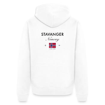 Stavanger Norwegen Koordinaten Reise Souvenir - Unisex Premium Bio Zip Hoodie - Weiß - Hinten - Thijin (182cm)