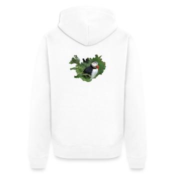 Papageientaucher, klein, bunt, unvergesslich - Unisex Premium Bio Zip Hoodie - Weiß - Hinten - Thijin (182cm)