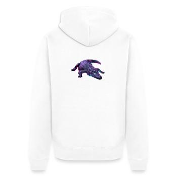 Neon-Krokodil-Aurora - Unisex Premium Bio Zip Hoodie - Weiß - Hinten - Thijin (182cm)