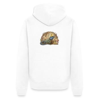 Eidechse mit Ornament liest Tales - Unisex Premium Bio Zip Hoodie - Weiß - Hinten - Thijin (182cm)