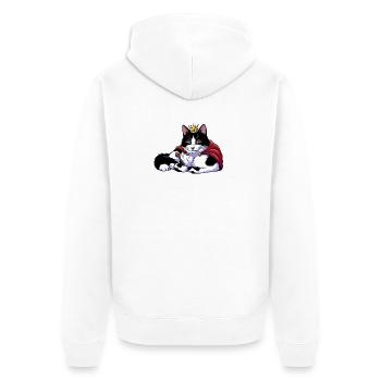 Königskatze mit Krone - Unisex Premium Bio Zip Hoodie - Weiß - Hinten - Thijin (182cm)